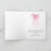 Soft Blush Pink Bow Baby Girl Thank You Dankeskarte (Innenseite)
