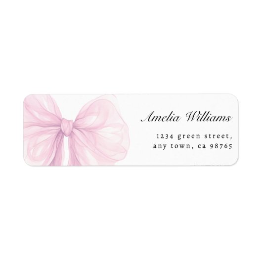 Soft Blush Pink Bow Return Address Labels (Vorne)