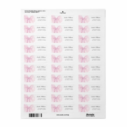 Soft Blush Pink Bow Return Address Labels (Vorne)