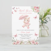 Soft Blush Pink Floral April Baby Shower  Einladung (Stehend Vorderseite)