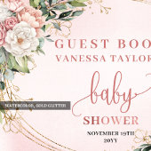 Soft Blush Pink Flowers Eucalyptus Baby Guest Book Gästebuch