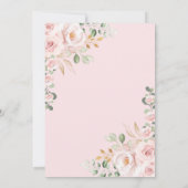 Soft Blush Pink Gold Floral Girl Taufe Französisch Einladung (Rückseite)