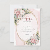 Soft Blush Pink Greenery Wedding RSVP Card (Vorderseite)