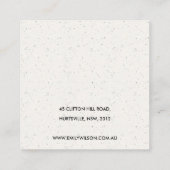 SOFT BLUSH PINK KERAMIK STUD EARRING DISPLAY LOGO QUADRATISCHE VISITENKARTE (Rückseite)