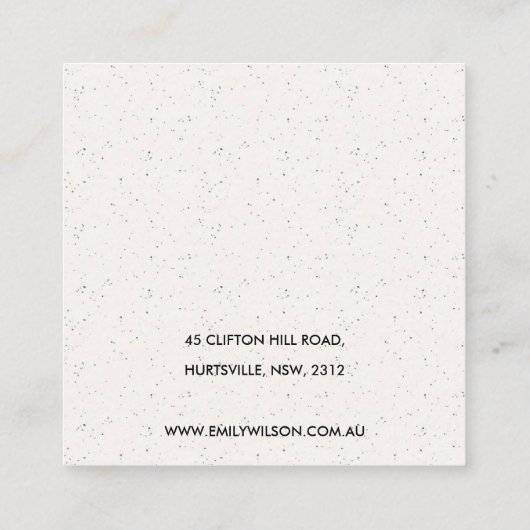 SOFT BLUSH PINK KERAMIK STUD EARRING DISPLAY LOGO QUADRATISCHE VISITENKARTE (Rückseite)