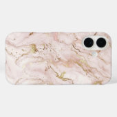 Soft Blush Pink & Liquid Gold Marble Case | iPhone (Rückseite (Horizontal))