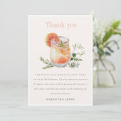 Soft Blush Pink Orange Cocktail Brautparty Dankeskarte (Stehend Vorderseite)