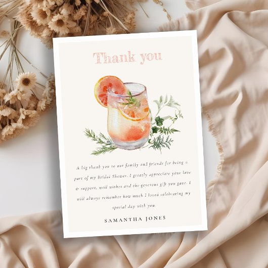 Soft Blush Pink Orange Cocktail Brautparty Dankeskarte