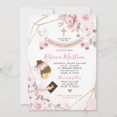 Soft Blush Pink Rose Girl Erste Heilige Kommune Einladung (Vorderseite)