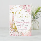 Soft Blush Pink Rose Paris Brautparty Einladung (Stehend Vorderseite)