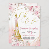 Soft Blush Pink Rose Paris Brautparty Einladung (Vorne/Hinten)