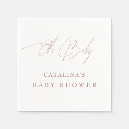 Soft Blush Pink Script Babydusche Napkins Serviette (Vorderseite)