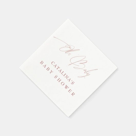 Soft Blush Pink Script Babydusche Napkins Serviette (Ecke)