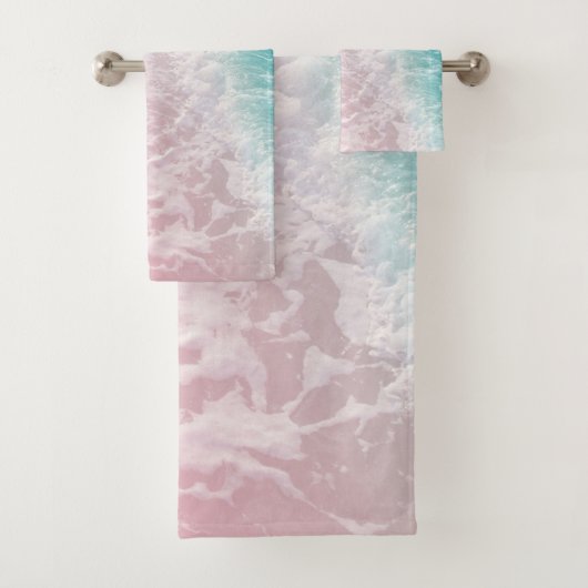 Soft Blush Pink Türkis Ocean Dream #1 #water  Badhandtuch Set (Insitu)