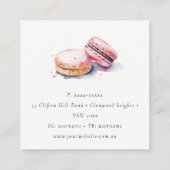 Soft Blush Pink Wasserfarbe Französisch Macarons B Quadratische Visitenkarte (Rückseite)