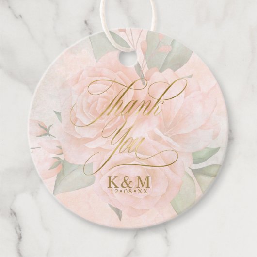 Soft Blush Rose Danke, ID828 Geschenkanhänger (Vorderseite)