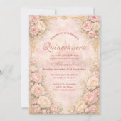 Soft Blush Rose Garden Quinceañera Einladung (Vorderseite)