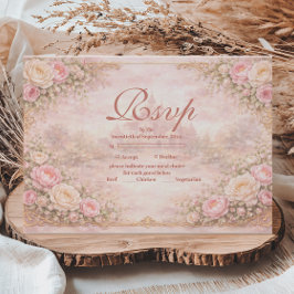 Soft Blush Rose Garden Quinceañera RSVP Karte