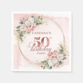Soft Blush Rose Gold 50th Birthday Cocktail Napkin Serviette (Vorderseite)