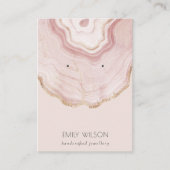 Soft Blush Rose Gold Agate Marble Earring Display Visitenkarte (Vorderseite)