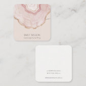 Soft Blush Rose Gold Agate Marble Necklace Display Quadratische Visitenkarte (Vorne/Hinten)