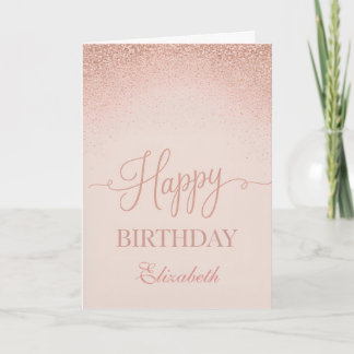 Soft Blush Rose Gold Elegant Birthday Karte