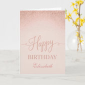 Soft Blush Rose Gold Elegant Birthday Karte (Gelbe Blume)