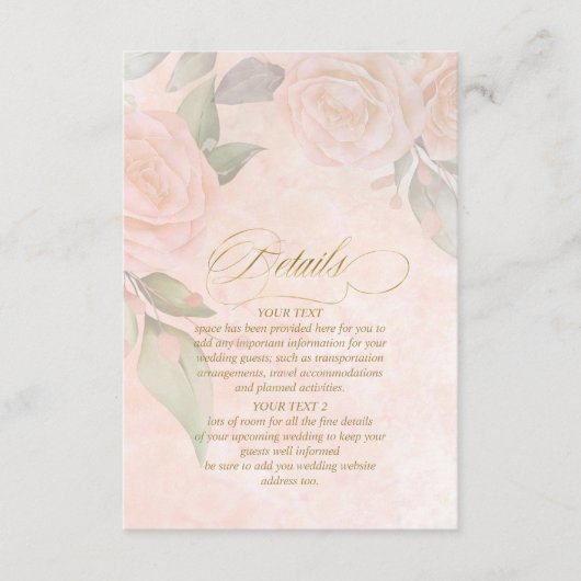 Soft Blush-Rose Hochzeitdetails ID828 Begleitkarte (Vorderseite)