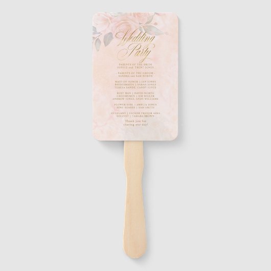 Soft Blush Rose Hochzeitsprogramm ID828 Fächer (Rückseite)
