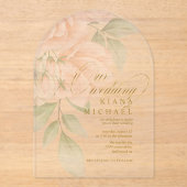 Soft Blush-Rose mit einem transparenten Arch-ID828 Acryleinladungen (Vorderseite)