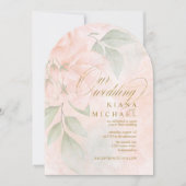 Soft Blush-Rose mit Hochzeitstich ID828 Einladung (Vorderseite)