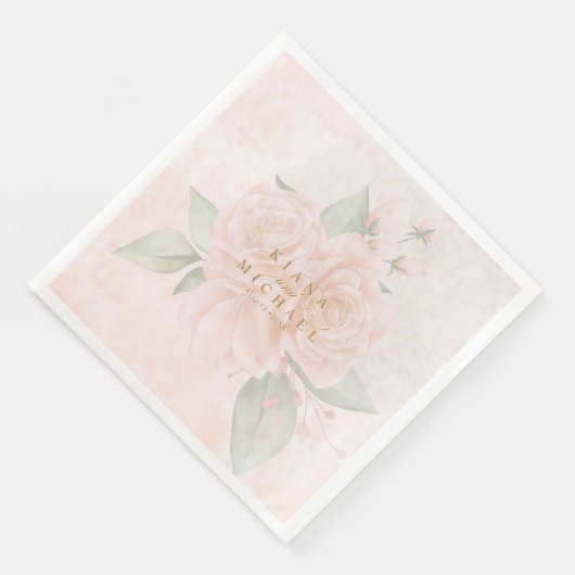 Soft Blush Rose V2 ID828 Paper Dinner Napkins Serviette (Ecke)