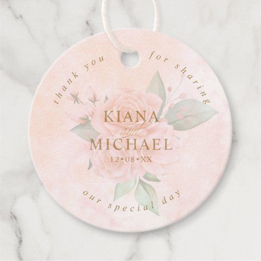 Soft Blush Rose Vielen Dank V2 ID828 Geschenkanhänger (Vorderseite)