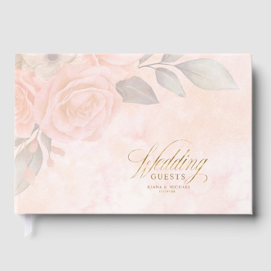 Soft Blush Rose Wedding ID828 Gästebuch (Vorderseite)
