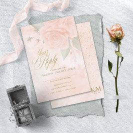 Soft Blush Rose Wedding ID828 RSVP Karte