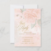 Soft Blush Rose Wedding ID828 RSVP Karte (Vorderseite)