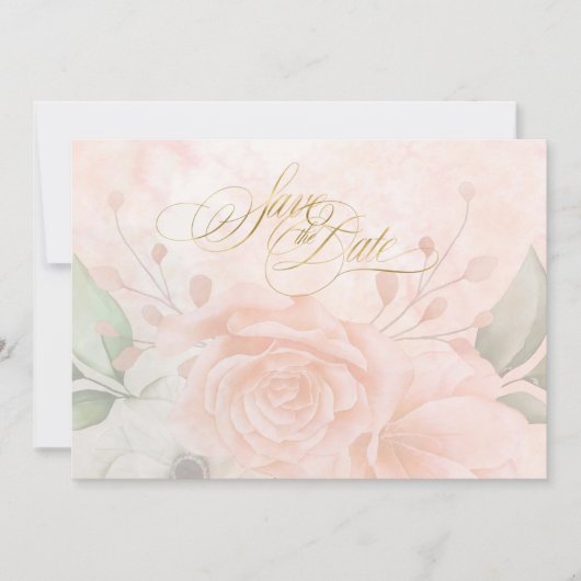 Soft Blush Rose Wedding ID828 Save The Date (Vorderseite)