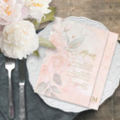 Soft Blush Rose Wedding Menu ID828 Menükarte