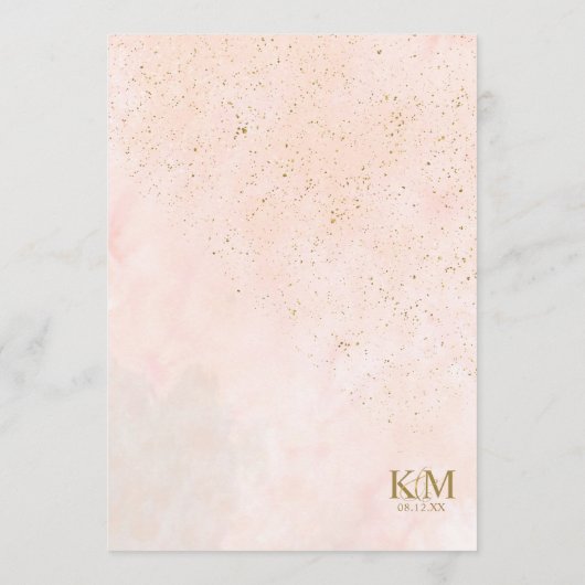 Soft Blush Rose Wedding Menu ID828 Menükarte (Rückseite)