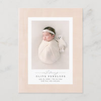 Soft Blush Textrahmen neue Baby-Ankündigung po
