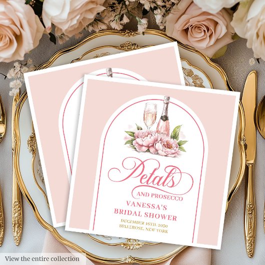 Soft Blush und Gold Petals und Prosecco Servietten