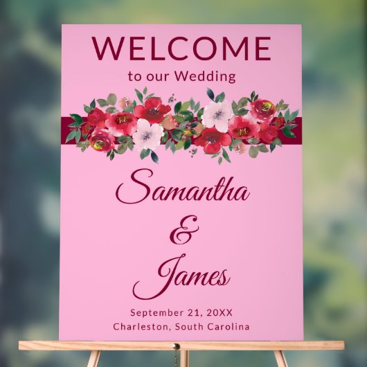 Soft Blush Willkommen bei romantischen Empfängen Acrylschild (Neutral)