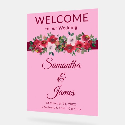 Soft Blush Willkommen bei romantischen Empfängen Acrylschild (Winkel)