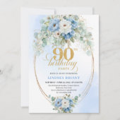 Soft Bohemian Blue Peonies Birthday Invite Einladung (Vorderseite)