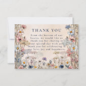 Soft Bohemian Floral Meadow Wedding Dankeskarte (Vorderseite)