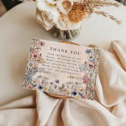 Soft Bohemian Floral Meadow Wedding Dankeskarte