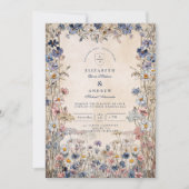 Soft Bohemian Floral Meadow Wedding Einladung (Vorderseite)