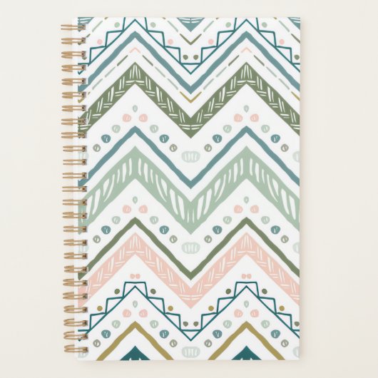Soft Boho Ethnic Chevron Zig Zag Green Spiral Planer (Vorderseite)
