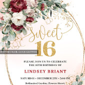 Soft Boho Maroon Peony Sweet Sixteen Celebration I Einladung