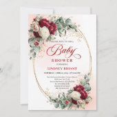Soft Boho Marsala Peony Baby Shower Invite Einladung (Vorderseite)